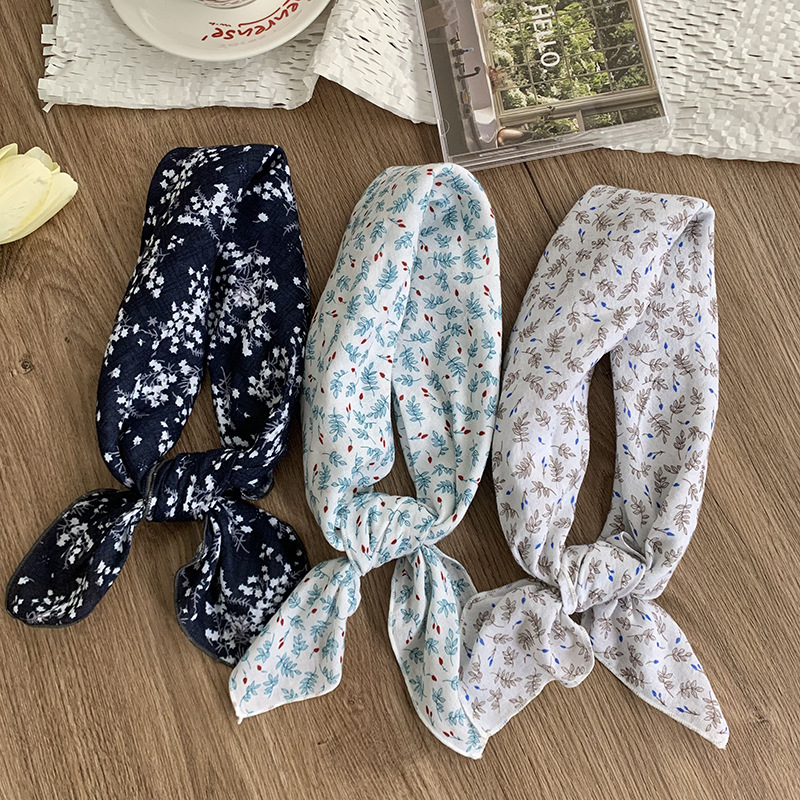 55 pañuelo japonés de algodón y lino, bufanda de seda floral de todo fósforo de verano y otoño, bufanda cuadrada pequeña con cuello, bufanda decorativa fresca fina para mujer