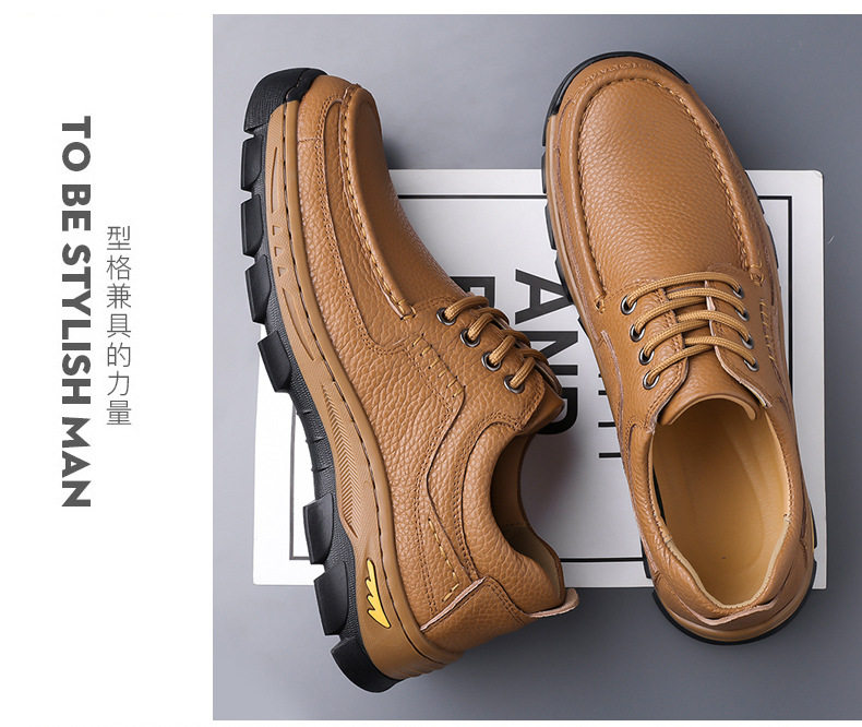 Giày da nam da bò thật mũi tròn đế dày đa năng thoáng khí — q6303 kaki, q6303 màu nâu, q6303 đen chi tiết 17