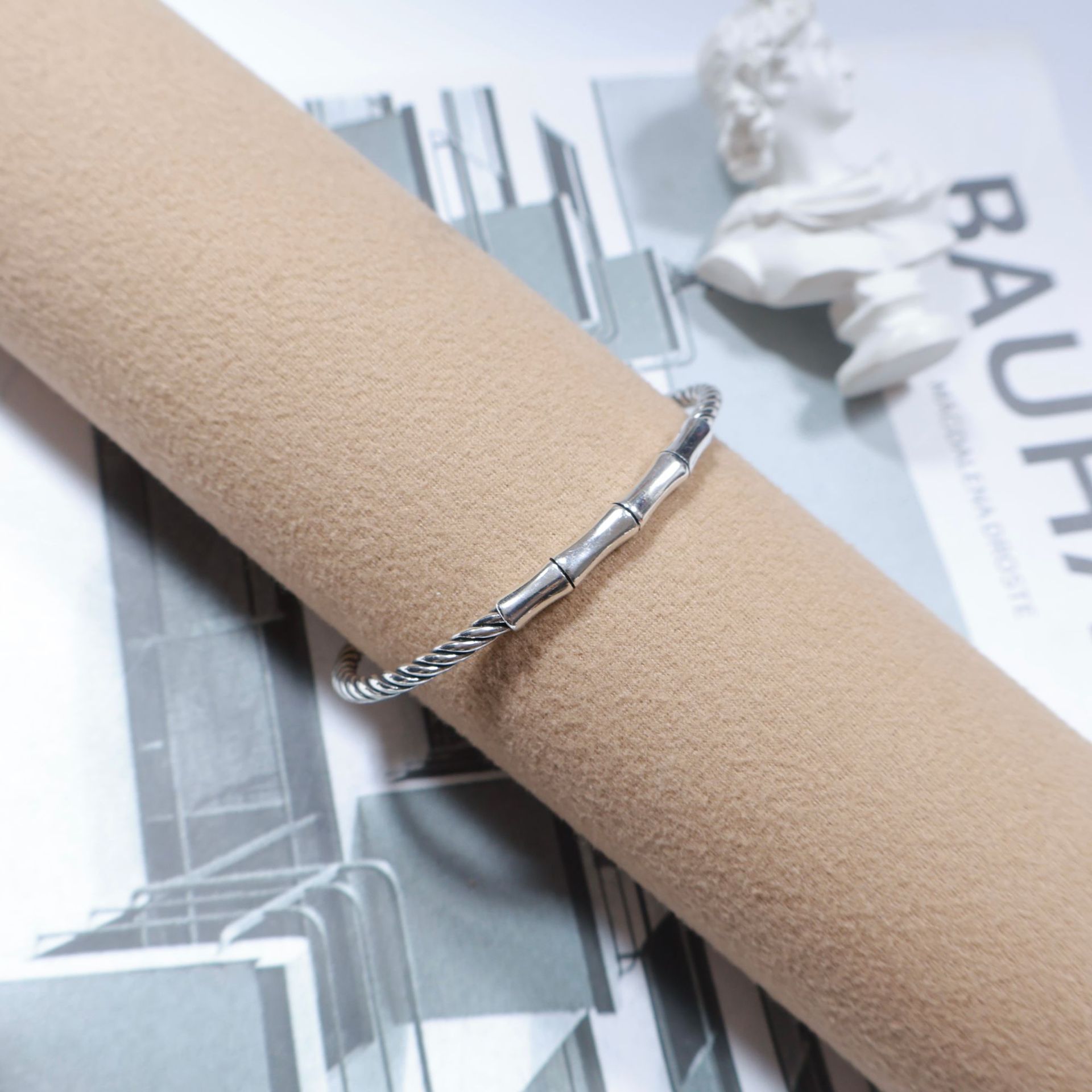 Geometric Pattern Basic Simple Style Geometric Thai Silver Bangles Wholesale