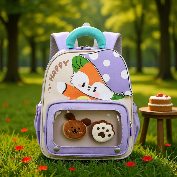 Trendy Cute Mushroom Hat Backpack for Kids, New Cartoon Print Fashionable Children's Backpack, Lightweight Kindergarten School Bag
