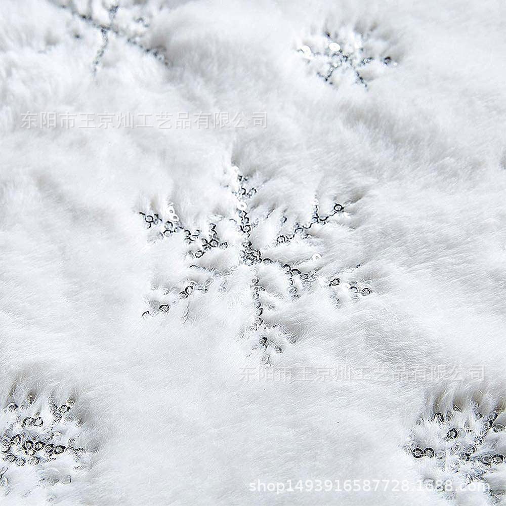 跨境新品热卖白色毛绒雪花亮片树裙 圣诞树树裙 节日圣诞树装饰品