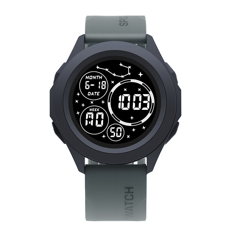 Pantalla completa estrella reloj electrónico deportes al aire libre reloj electrónico reloj redondo juventud multifunción reloj luminoso