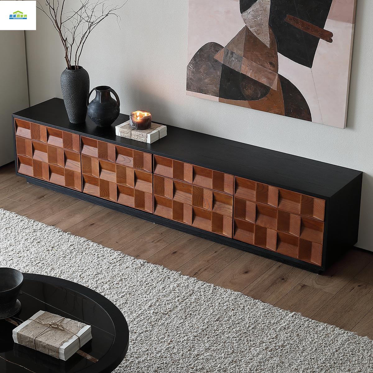 French-Style Audio Cabinet, Antique-Style Solid Wood Tv Cabinet, Retro Floor-Standing Cabinet, Living Room Home Storage Cabinet