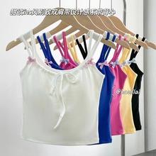 新款纯棉纯欲风吊带背心女夏季新款修身显瘦内搭外穿短款无袖上衣