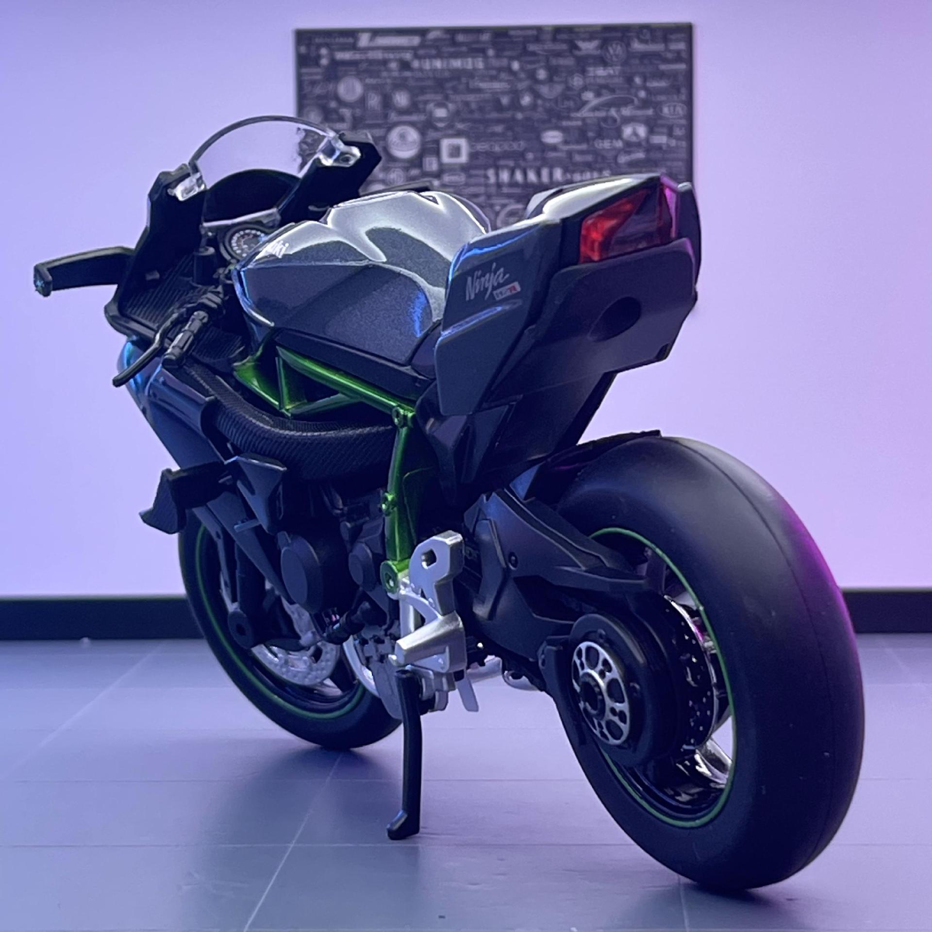 Huayi aleación coche modelo 1:12 Kawasaki Ninja H2R niño juguete motocicleta sonido y luz modelo decoración colección