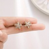 Fashionable zirconium from pearl, piercing, earrings, Korean style, simple and elegant design, flowered, suitable for import, wholesale