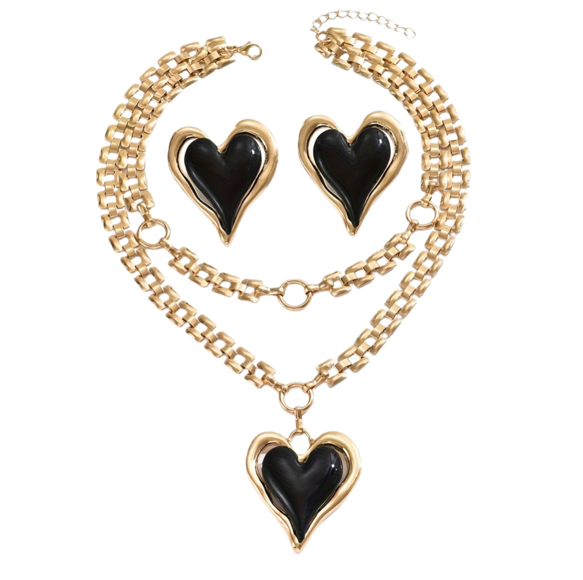 Exaggerated Oversized Heart Pendant Multi-layer Necklace Elegant_voghion.com