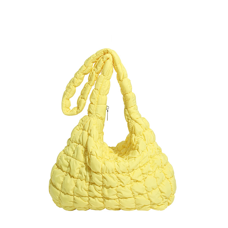 Bolso Cruzado Estilo Nube Plisado de Tela, Gran Capacidad con Cremallera, para Uso Diario y Trabajo