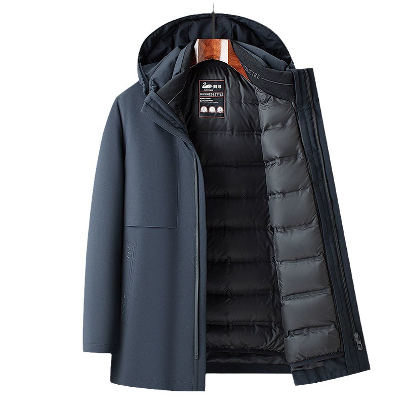 Demi-season down jacket, hoody with hood, keep warm velvet liner for leisure, goose down