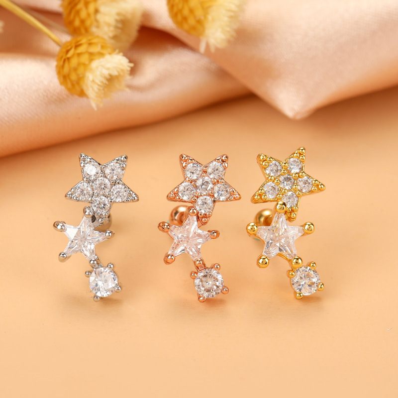 Ethnic Style Star Metal Plating Zircon Ear Studs 1 Piece display picture 10