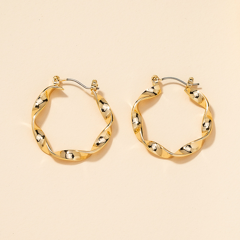 Metal Twisted Hoop Earrings display picture 2