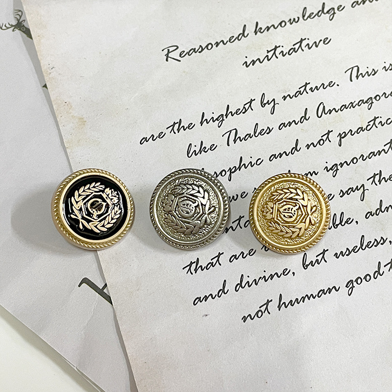时尚金属纽扣英伦学院风皇冠麦穗黑色点油扣子西装大衣风衣装饰扣