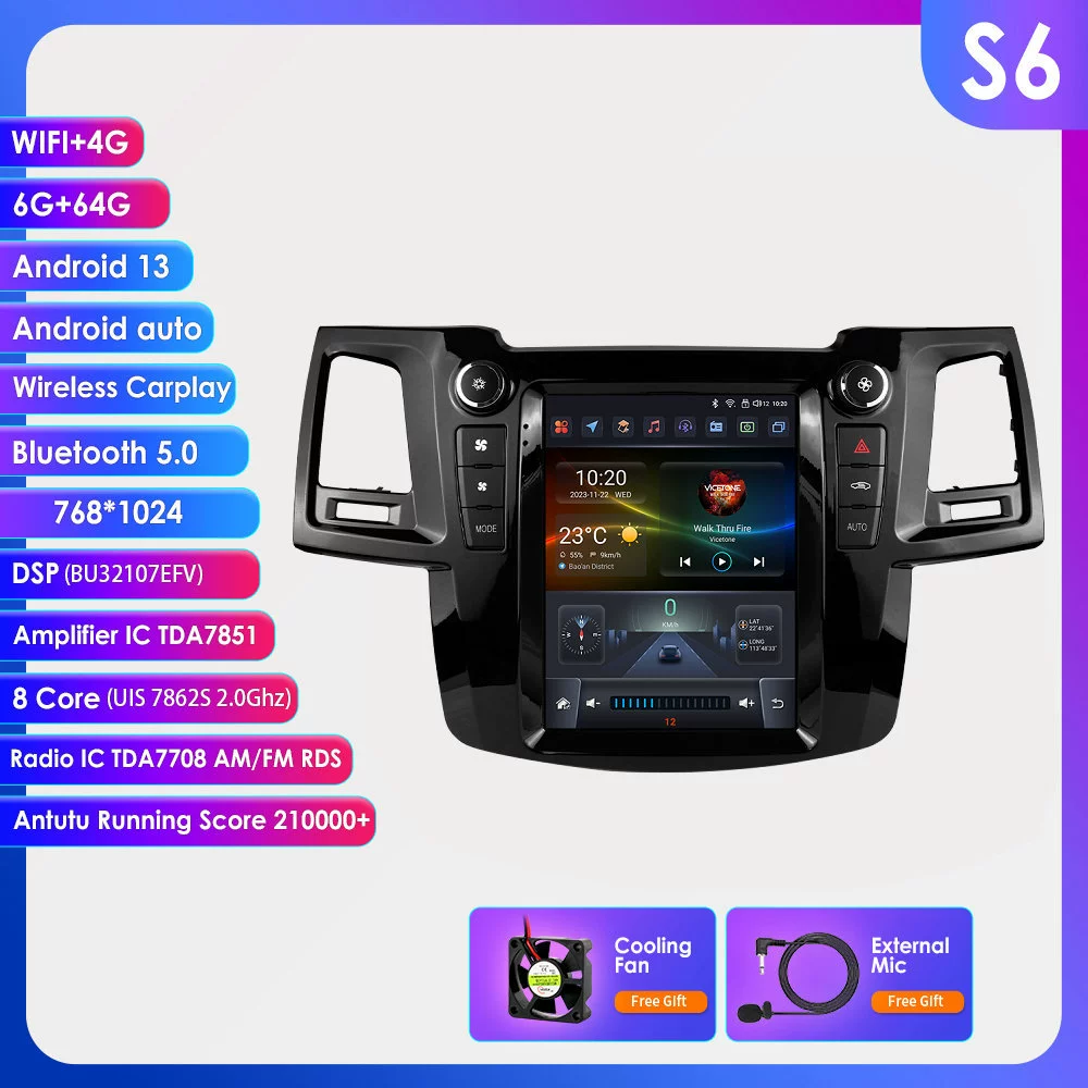 9.7 дюйма, подходит для Toyota Fortuner 2005–2014, вертикальный экран, Android большая экранная автомобильная навигация GPS