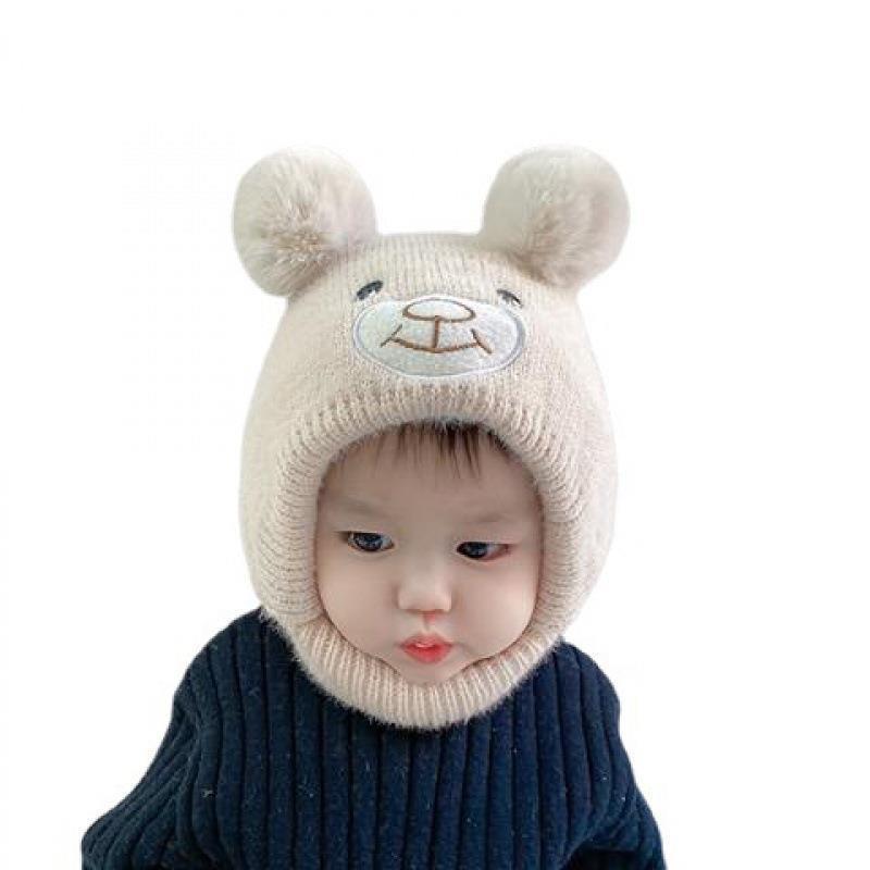 ベビー帽子秋冬かわいい子供冬赤ちゃん毛糸帽子乳幼児用耳保護ニット帽子アマゾン対外貿易|undefined