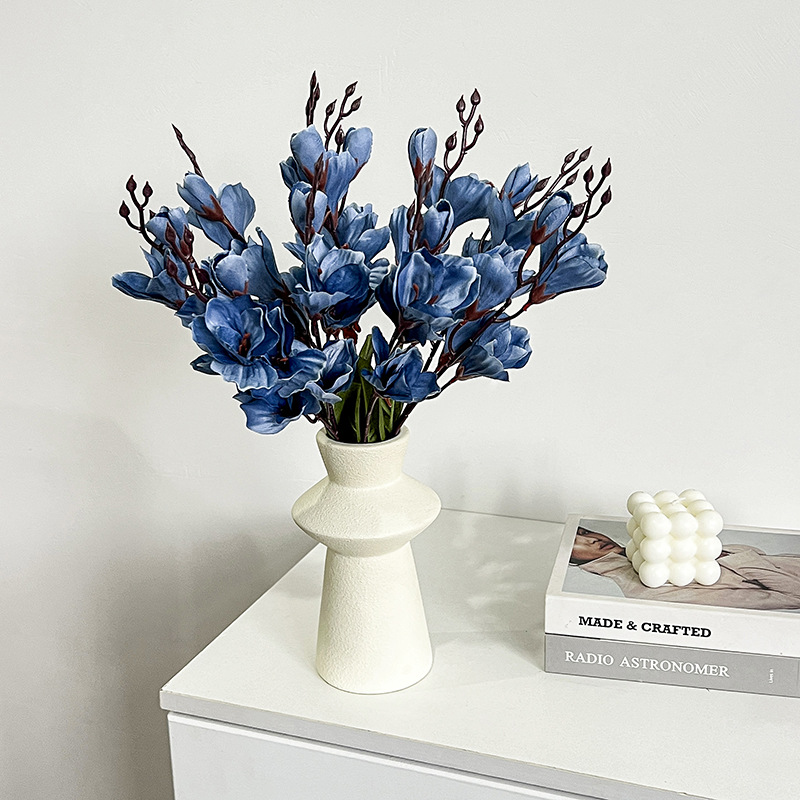 Simulación de magnolia única 5 horquilla 20 orquídeas decoración del hogar adornos de plástico flores falsas props de disparo al por mayor