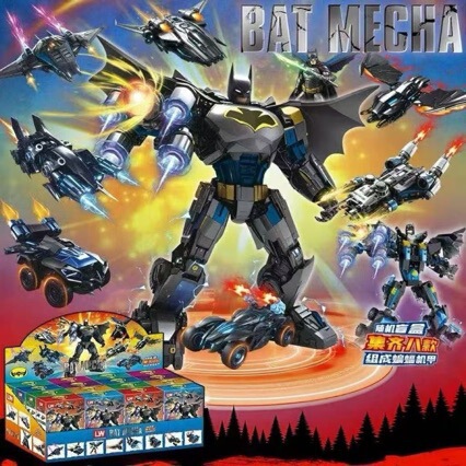 2223 Children's Educational Building Blocks Batman Robot Combined Mecha Model War Vehicle Minifigure Fighter Blind Box