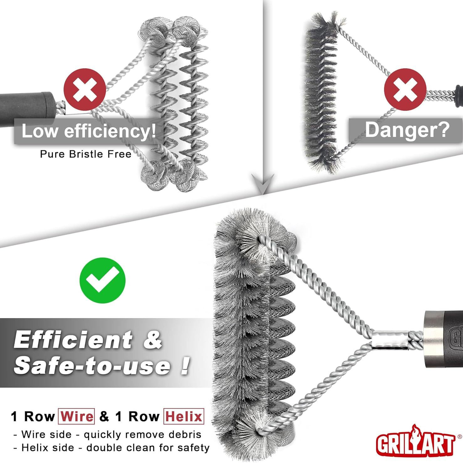 Spot Amazon venta caliente transfronteriza cepillo de limpieza de barbacoa BBQ parrilla al aire libre rejilla de estufa herramienta de cepillo de limpieza de alambre