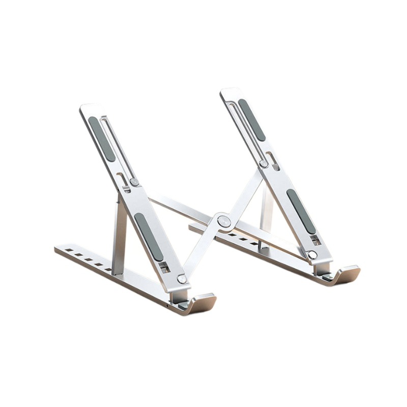 Ventas directas de aleación de aluminio portátil soporte de 18 pulgadas de silicona completa tenedor único escritorio aumento de la altura disipación de calor de almacenamiento plegable