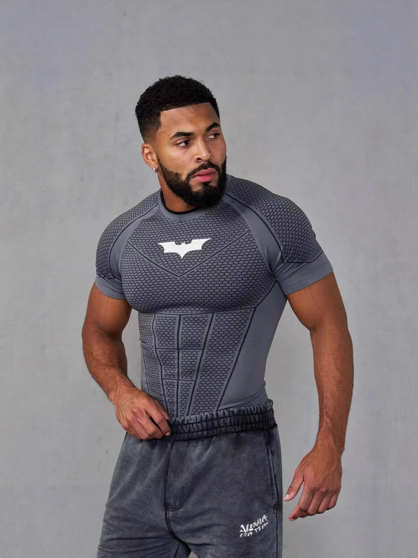 Youngla Co-Branded Superman Men's T-Shirt Sports Fitness Quick-Drying Breathable Elastic Slim-Fit Short-Sleeved Training Top