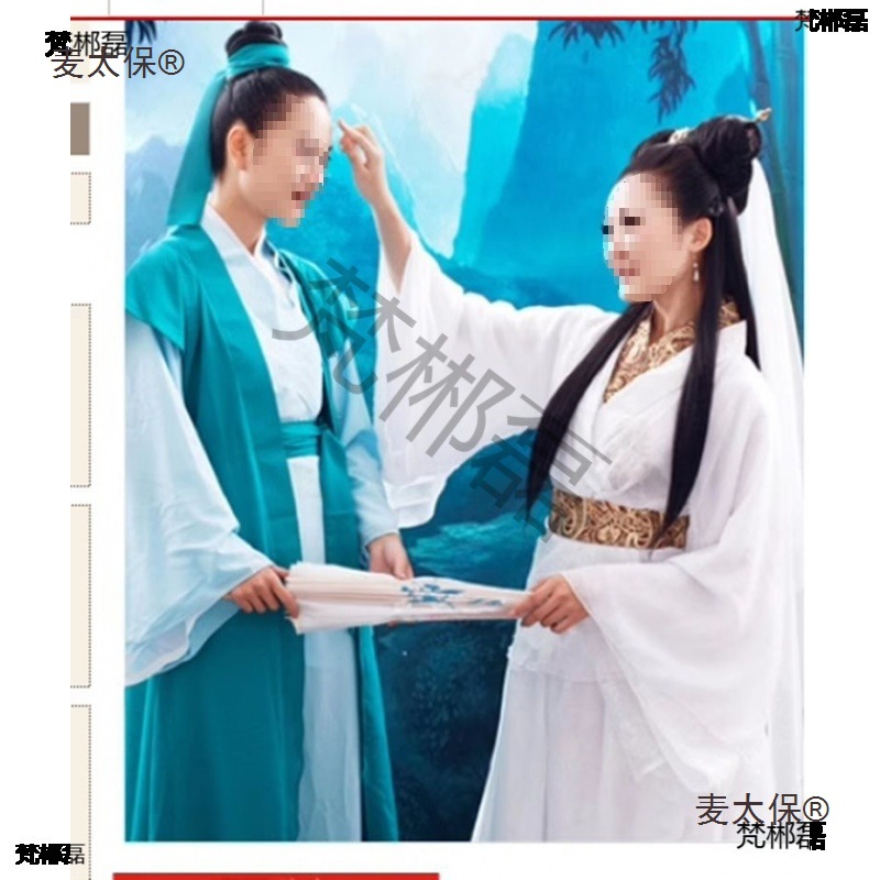 新款古装汉服女许仙白素贞白蛇传新白娘子成小青法海演出服麦太保