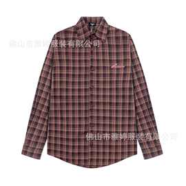 帅气格子衬衫2025新款韩版男女童潮牌宽松连帽长男女情侣格子外套