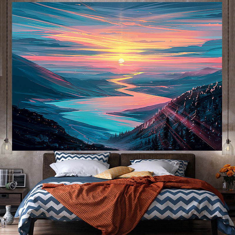 Tela de fondo ins estilo colgante papel pintado de tela dormitorio habitación renovación diseño noche lienzo cartel decorativo paño de pared