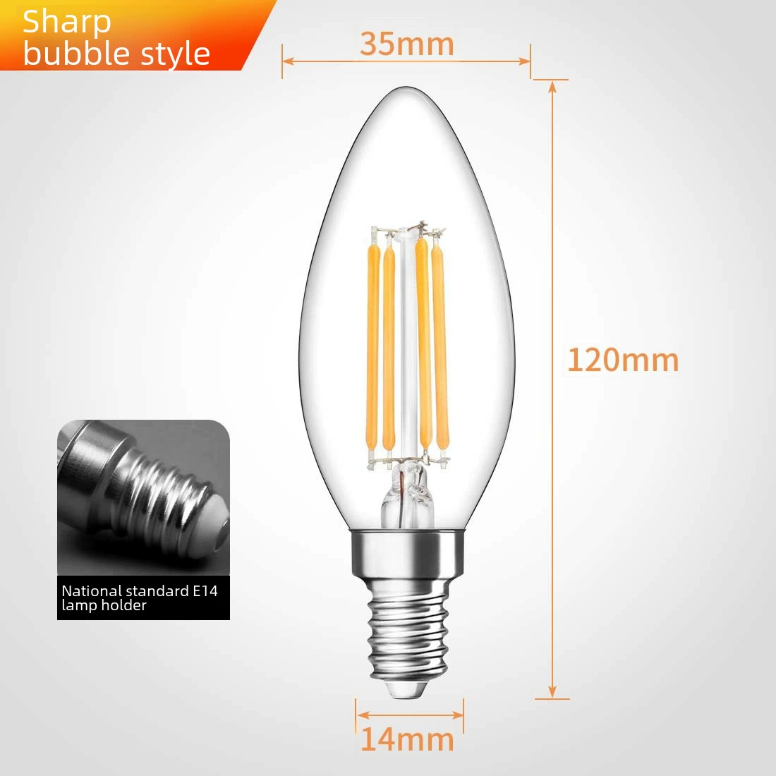 E14 C35 filament LED Edison amber bronze colored pendant light source tail-end bubble cross-border special supply