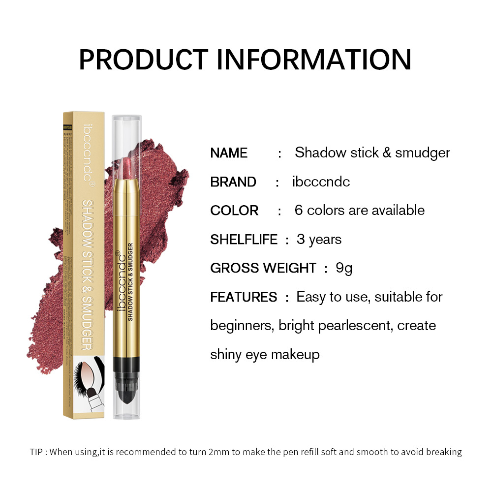 ibcccndc pearlescent eyeshadow stick with brush head, high-gloss earth Eyeshadow pen, double-headed eyeshadow stick Specification drawing