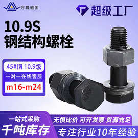 高强度10.9级六角螺丝 m16m24桥架用大六角螺栓 10.9S钢结构螺栓