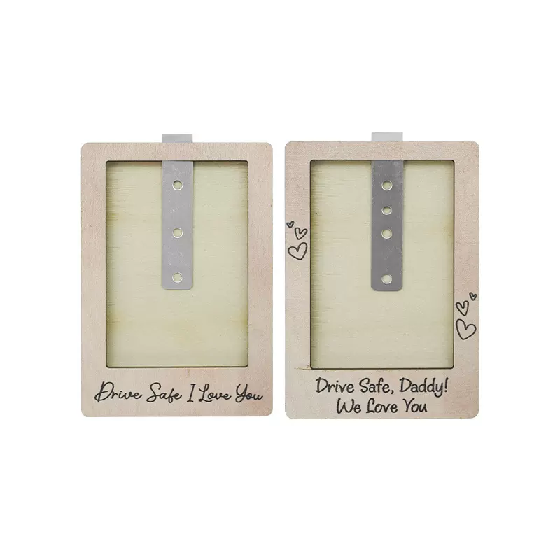 跨境新款个性化汽车遮阳板相框夹木质相框照片夹纪念挂件厂家直销