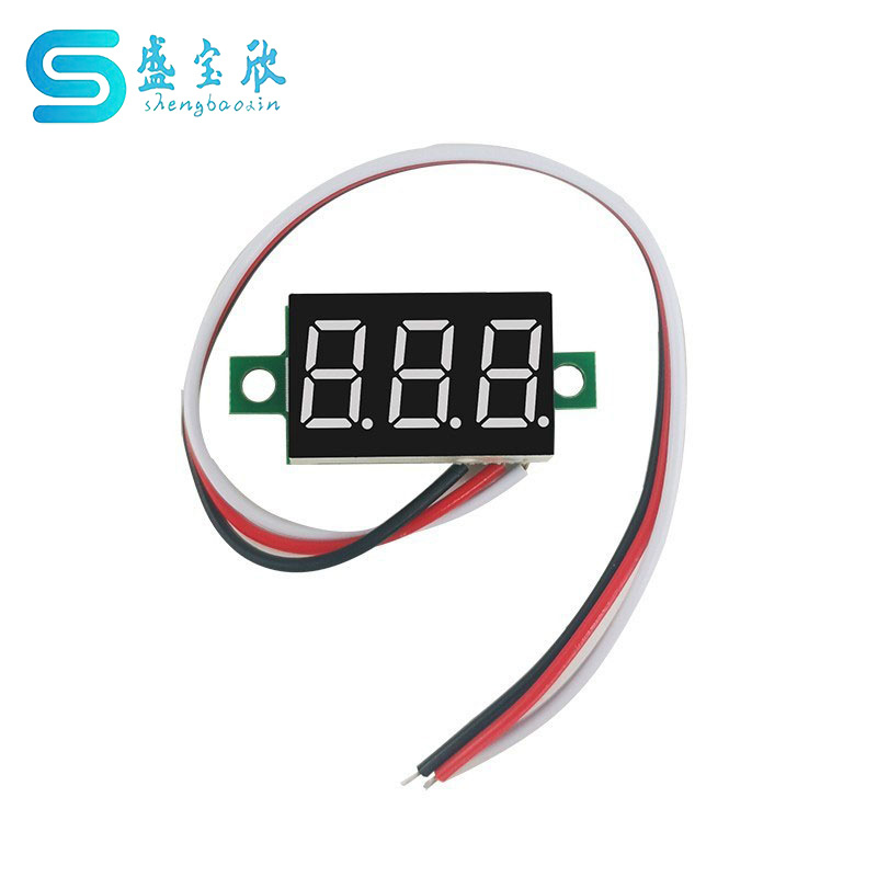 三线电压表0.36寸 DC30V 直流电压表头 摩托车电压表 数显表