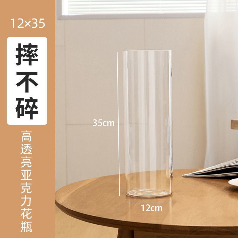 Vaso acrílico de alta transparencia a prueba de caídas abundante bambú de meseta hidropónico flores interiores decoración de mesa despierta barril de flores