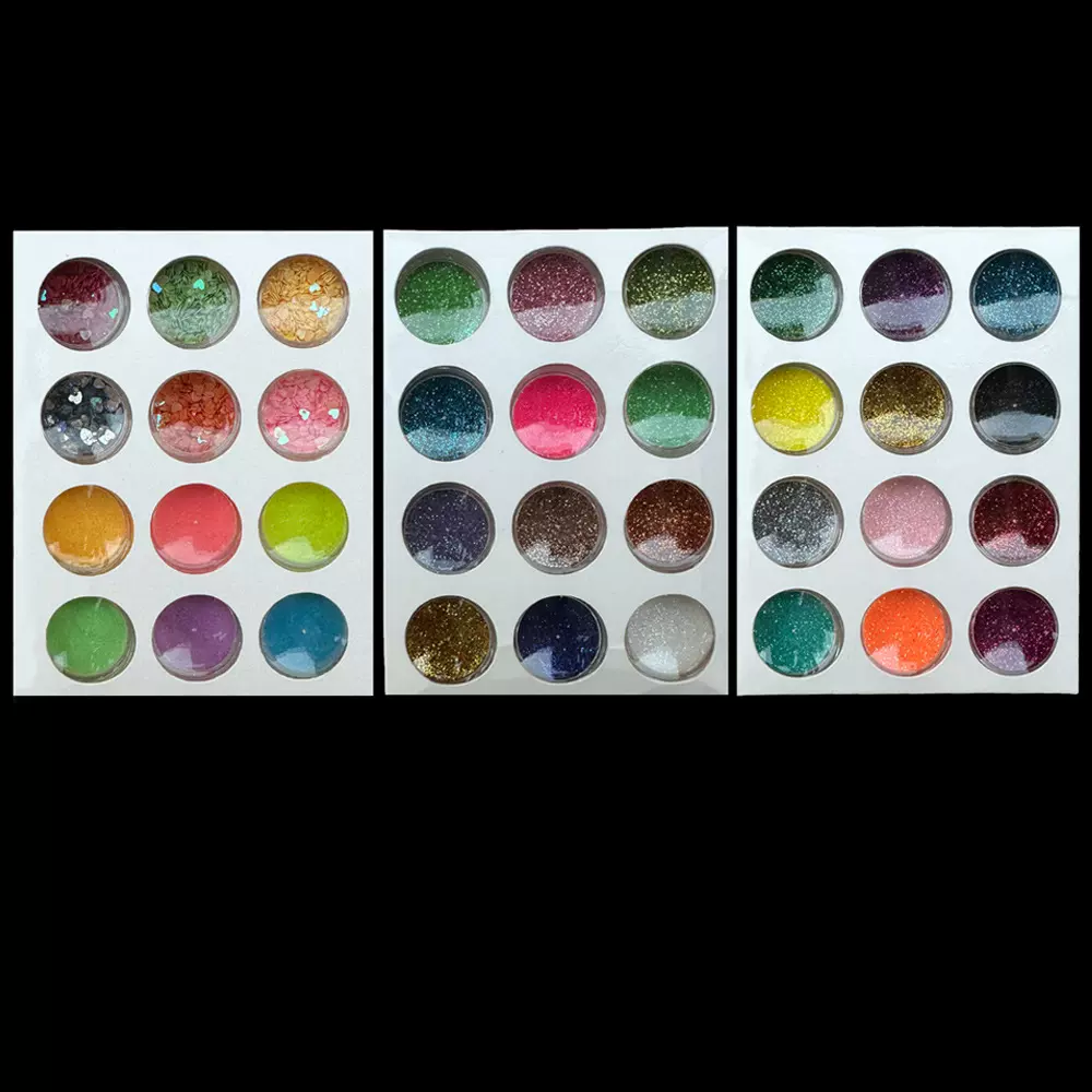 批发美甲12色闪粉亮片珠光粉水果软陶史莱姆水晶泥滴胶材料填充物