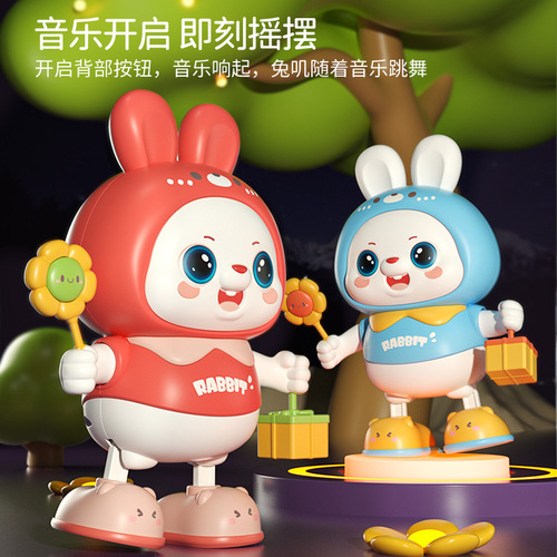 New baby dancing cute rabbit robot baby early education head-up doll toy sold at night market