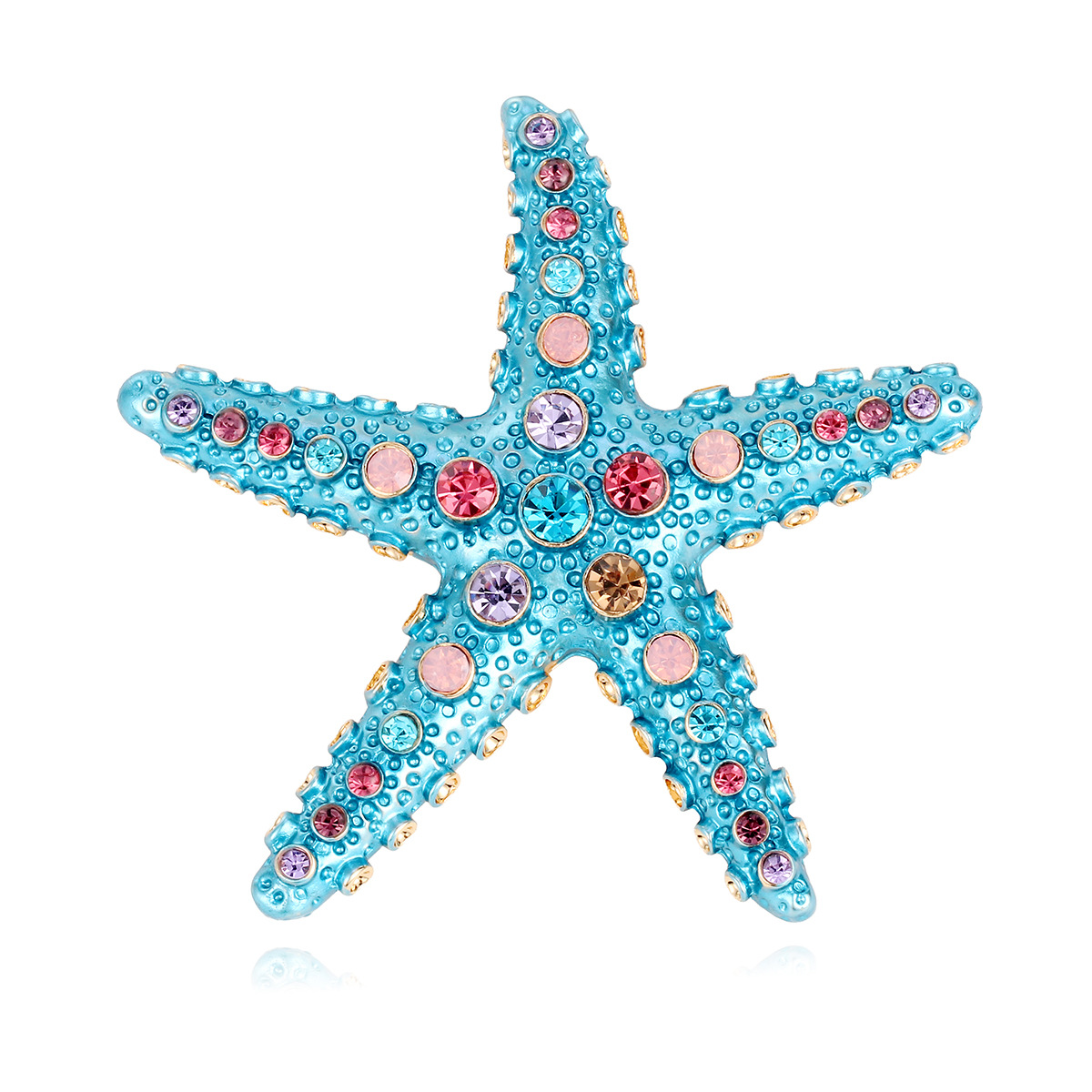 Cross-Border High-End Diamond Starfish Brooch, Sweet, High-End, Fashionable Design, Oil-Dropping Corsage Brooch Accessories