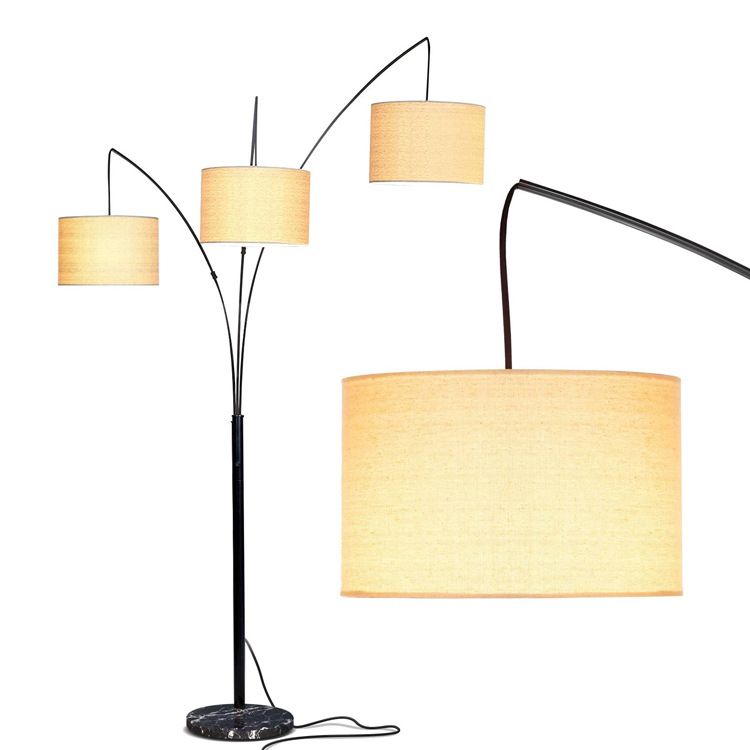 三头弧形钓鱼灯落地灯北欧创意简约书房卧室客房床头立式灯具|ru