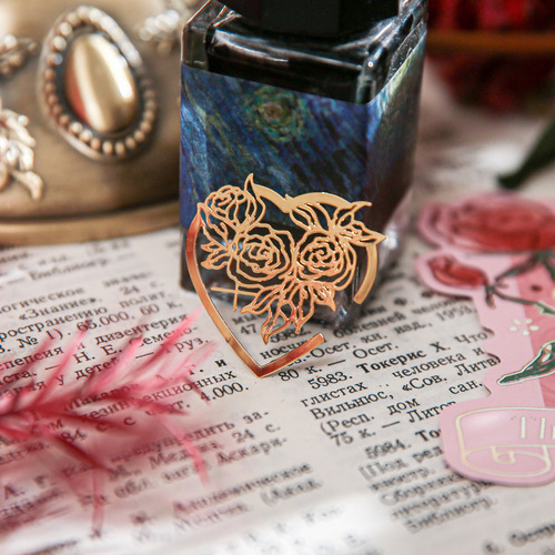 Rose Rule Metal Engraved Bookmark Literary Romantic Student Reading Page Marker Exquisite Book Clip Back-to-School Gift