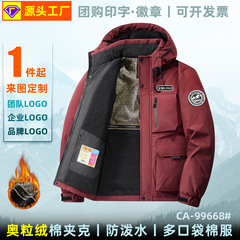 定制LOGO新款男士棉服连帽工装短款潮牌休闲帅气保暖外套冬装夹克