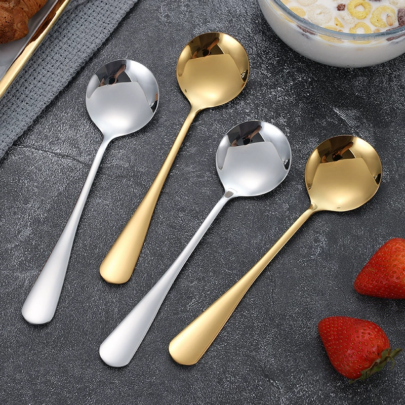 304 ложка из нержавеющей стали III круглая ложка креативная корейская длинная ручка милая сетка красная ложка супа птичье гнездо ложка ложка