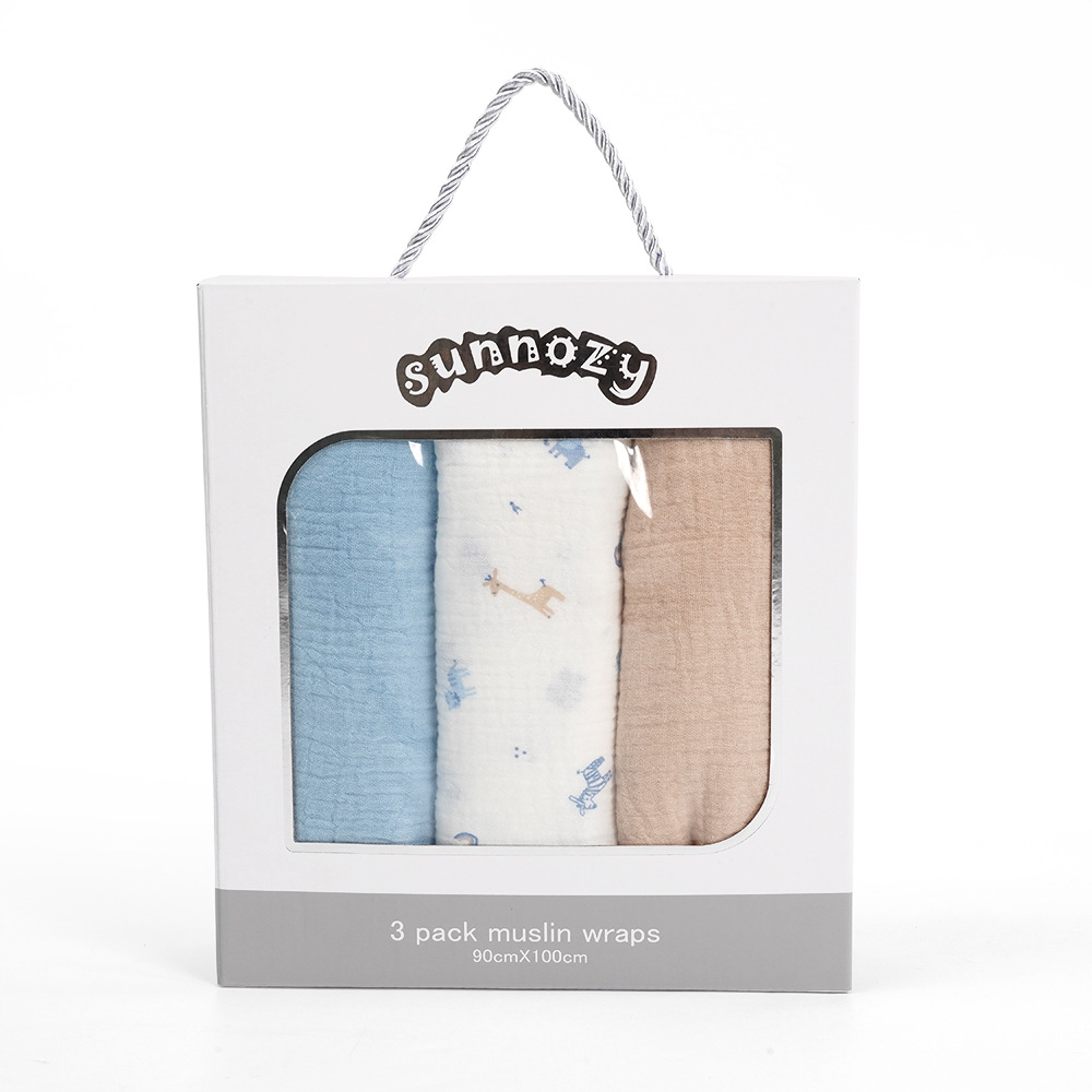 Caja de regalo de gaza para bebés 3 paquetes Sunnozy cuatro estaciones de algodón suave cubierta de aire acondicionado cubierta de recién nacido