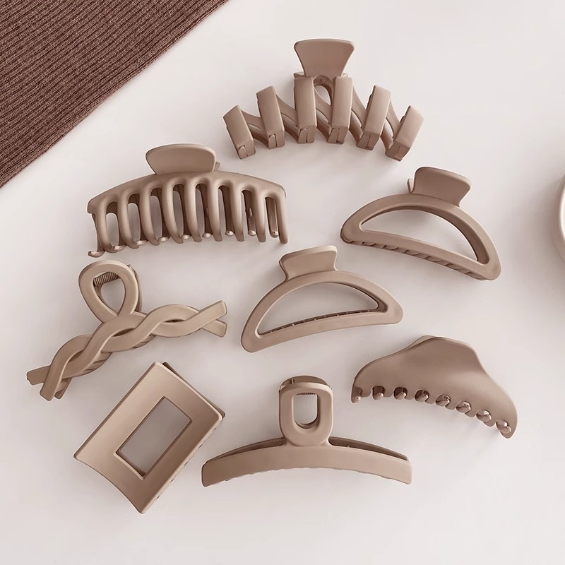 Horquilla marrón de verano de las mujeres estilo francés de alto sentido de Cabeza trasera clip de tiburón grande clip updo clip de pelo tocado