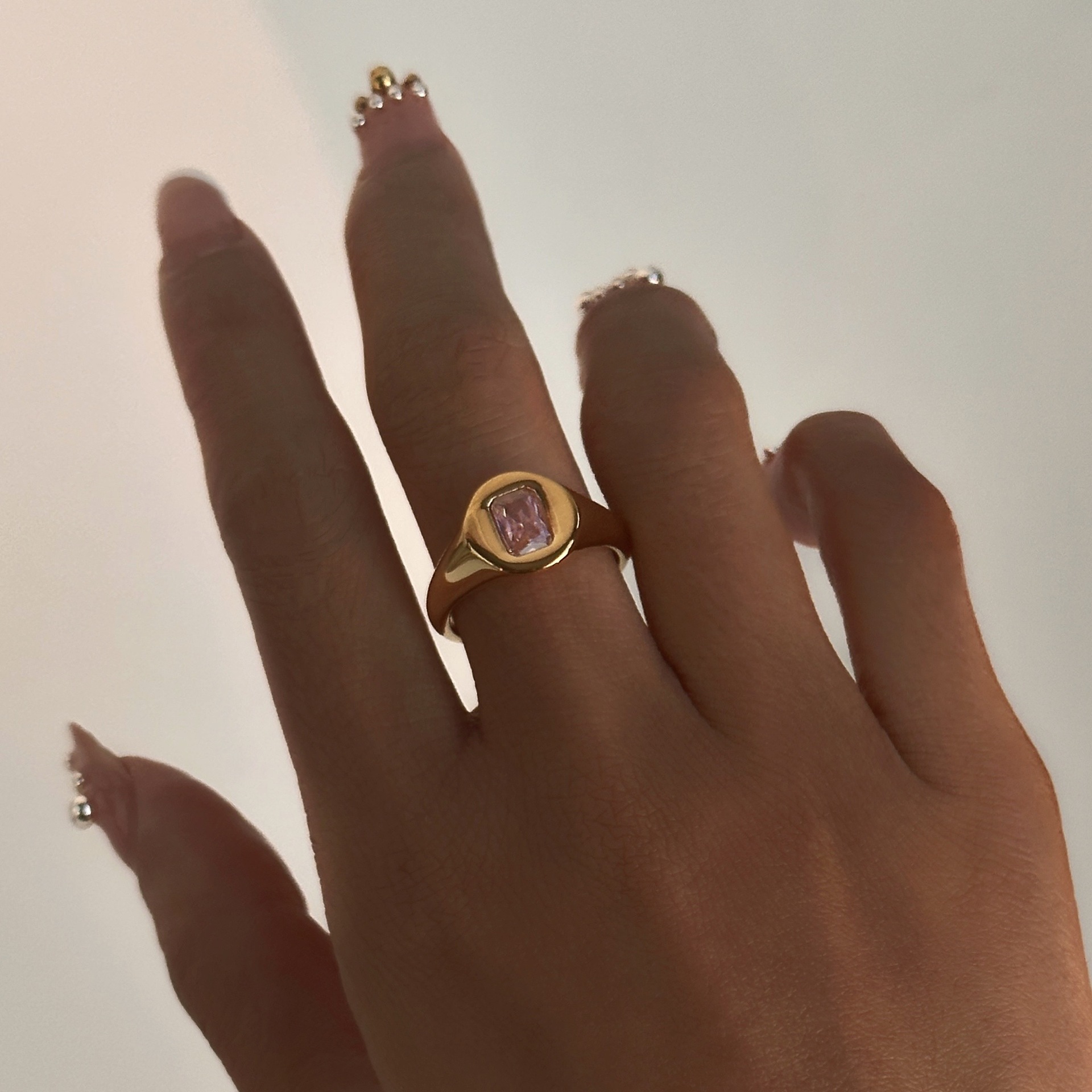 Zircon Inlay Material Rings Classification Retro Geometric Metal Plating Inlay Zircon 18k Gold Plated Women's Rings
