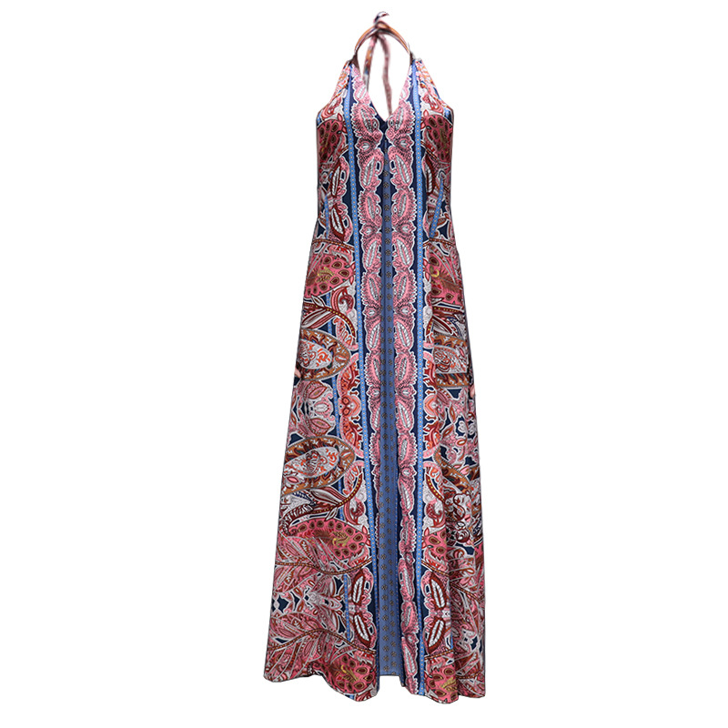 Mujeres Vestido Normal Estilo Vintage Bohemio Cuello Halter Impresión Sin Mangas Impresión Vestido Maxilargo Fiesta Viaje display picture 3