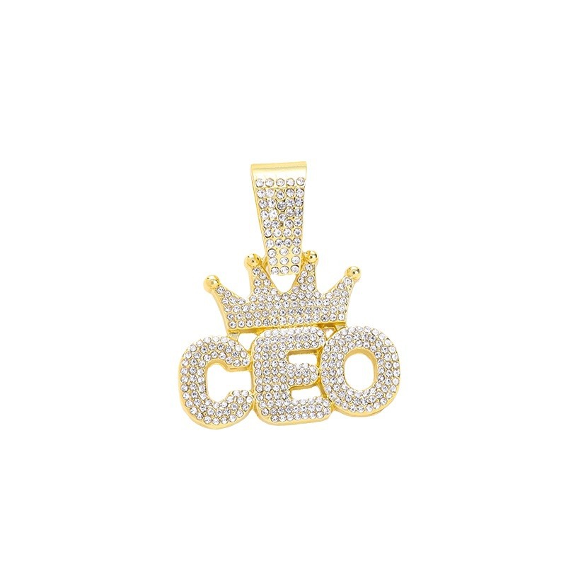 Europa y Estados Unidos Hip-Hop Diamante Colgante de letras Ceo Collar cubano Hip-Hop Hombres Accesorios de discoteca callejera