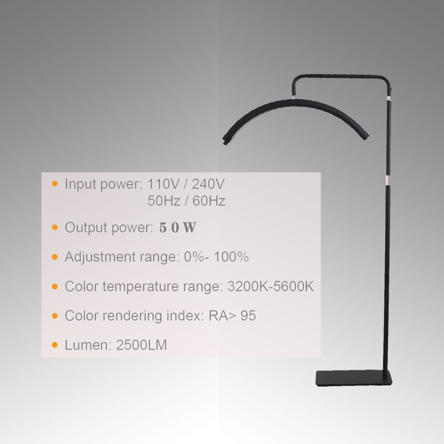 Lámpara de media luna para belleza, lámpara para pestañas de tatuaje, lámpara de pie sin sombras para protección ocular, lámpara para uñas, lámpara LED para uñas y tatuajes de pestañas