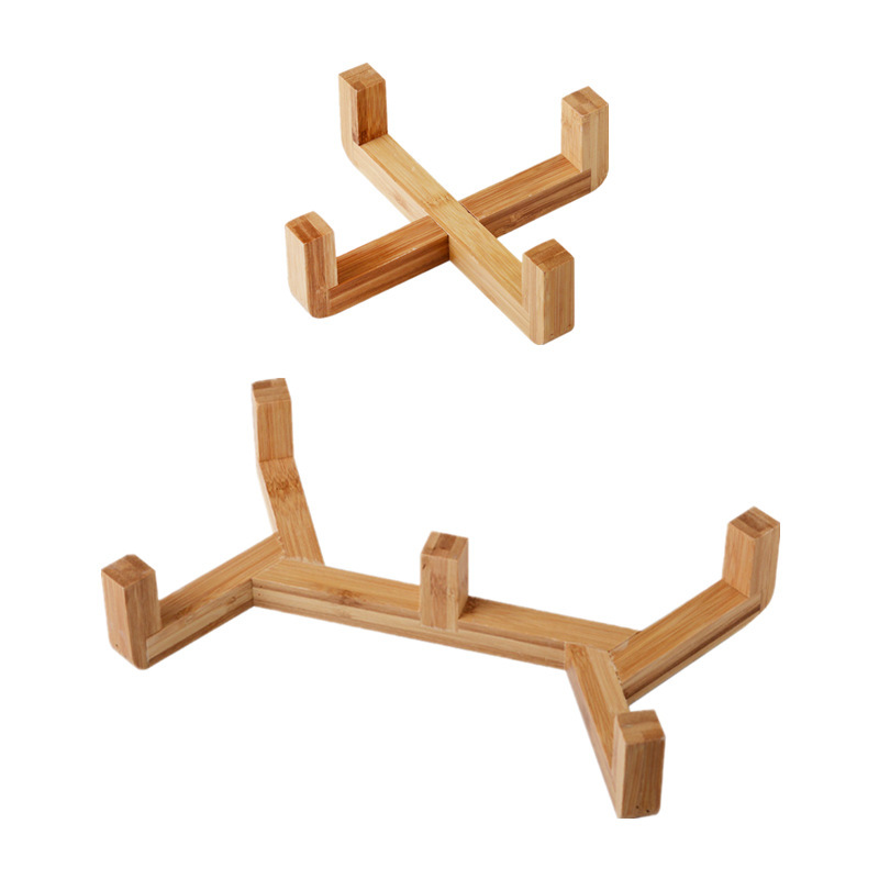 Wooden Pet Double Bowl Stand with Integrated Ceramic Cat Bowl, Elevated Water Bowl Stand with Neck Protection for Pets