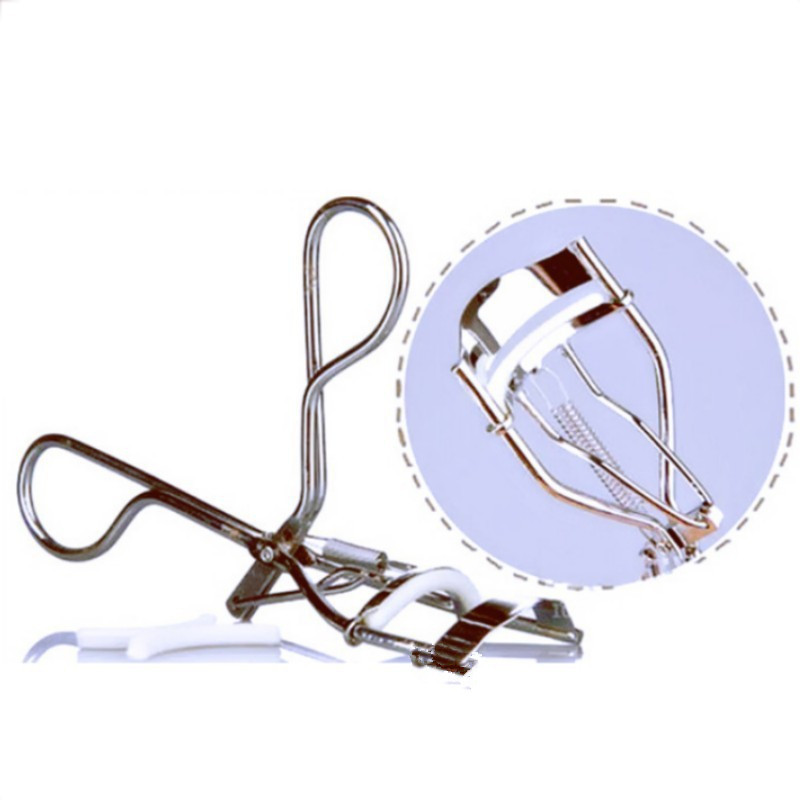 新店包邮 不锈钢睫毛夹带弹簧整体式睫毛器银色黑色手动美妆工具