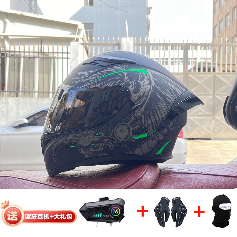 Casco de cola grande de motocicleta Jiekai Casco completo con auriculares Bluetooth Casco de conducción de motocicleta eléctrica de cuatro estaciones para hombre