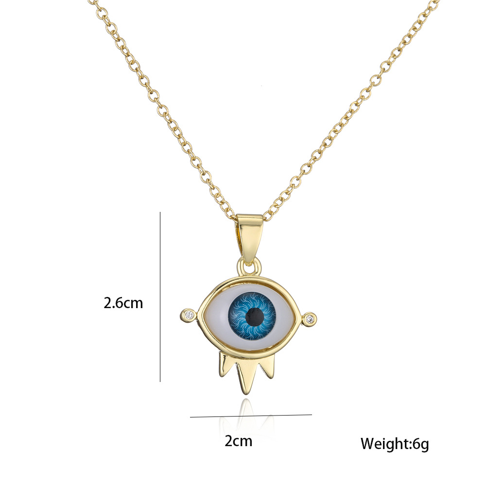 European And American Hot Sale New Copper Plated 18k Gold Lucky Eye Pendant Necklace display picture 3