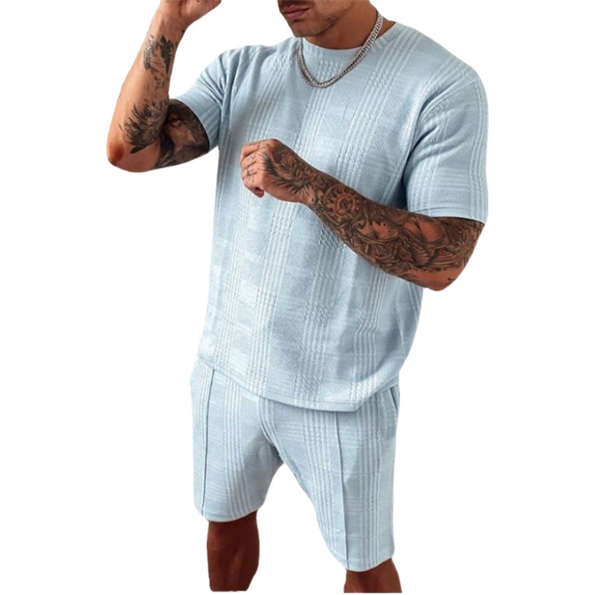 Verano 2022 hombres transfronterizos populares europeos y americanos Amazon pantalones cortos de manga corta de dos piezas deportes traje casual de moda hombres